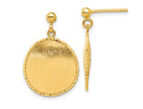 14K Yellow Gold Brushed Circles Dangle Earrings
